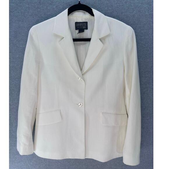 Lafayette 148 NY Women sz 8 Linen Blazer Off White Designer Office Workwear - Picture 1 of 15